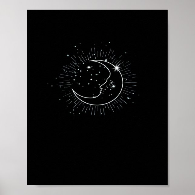 Póster Whimsigoth Starry Night Moon WitchClassic (Frente)