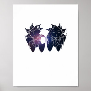 Póster Whimsigoth Starry Night Sun Moon WitchClassic