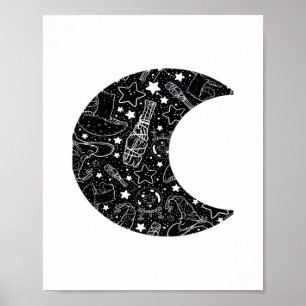 Póster Whimsigoth Witch Moon Wicca Kawaii Gótico Tattoo A