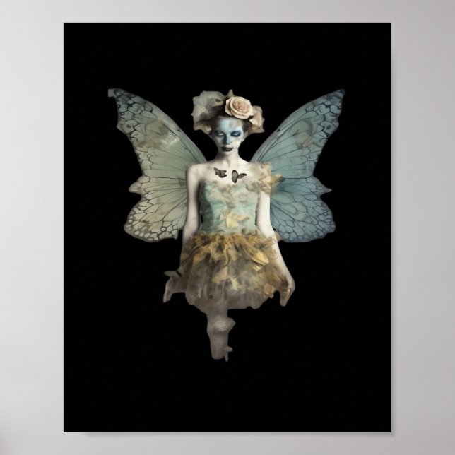 Póster Whimsigoth Zombie Fairy Old Timey Gothic Moody Art (Frente)