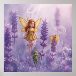 Póster Whimsy Among the Purple Blooms