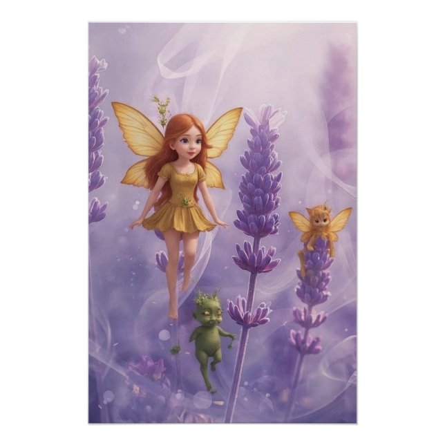 Póster Whimsy Among the Purple Blooms (Anverso)