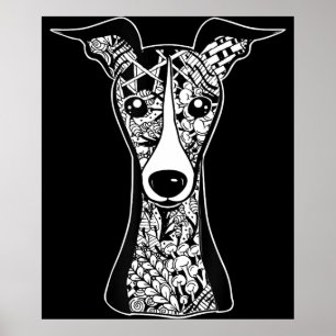 Póster Whippet Lover   Italian Greyhound Face Graphic Art