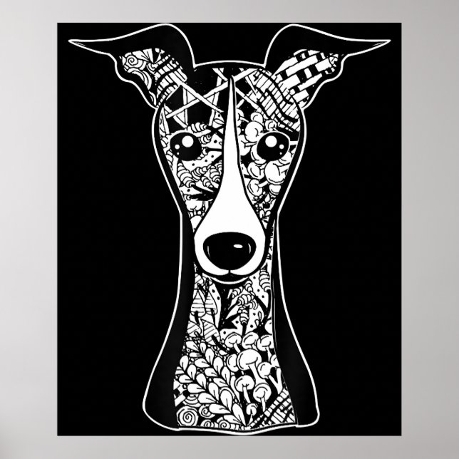 Póster Whippet Lover | Italian Greyhound Face Graphic Art (Frente)