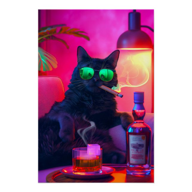 Póster Whiskey de la bebida del gato del caballero | Barr (Anverso)
