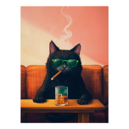 Póster Whiskey de última hora para beber gato