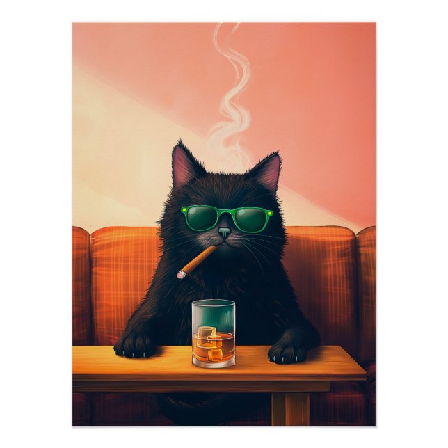 Póster Whiskey de última hora para beber gato (Anverso)