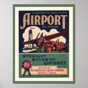 Póster Whiskey del Aeropuerto Bourbon de los años 1930