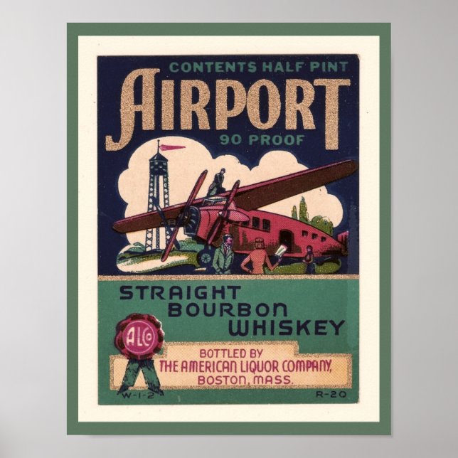 Póster Whiskey del Aeropuerto Bourbon de los años 1930 (Frente)