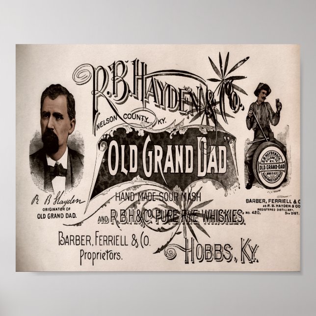 Póster Whiskey Old Grand Dad Sour Mash (Frente)