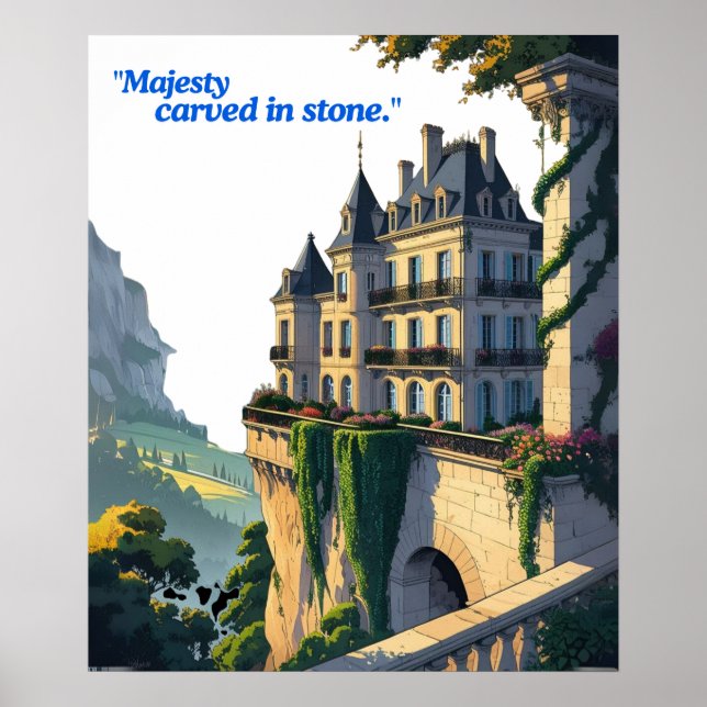 Póster "Whispers of the Château – Elegant Palace Line Art (Frente)