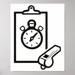 Póster Whistle Stopwatch, entrenador de baloncesto