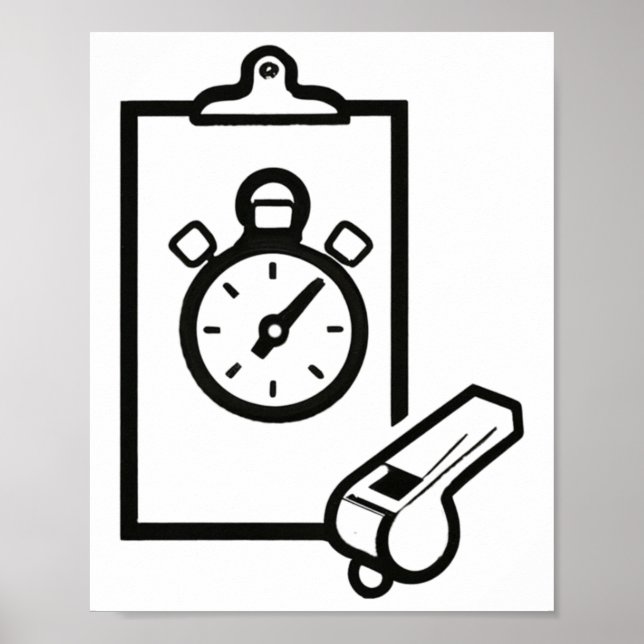 Póster Whistle Stopwatch, entrenador de baloncesto (Frente)