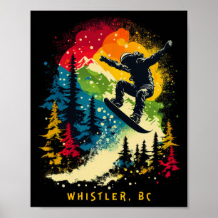 Póster Whistler Bc Canada Snowboarder Snowboard Resort