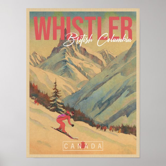 Póster Whistler British Columbia Canada Vintage años 1960 (Frente)