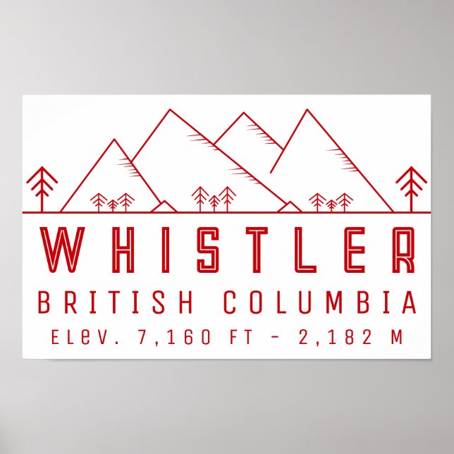 Póster Whistler Columbia Británica Canadá Minimalista (Frente)