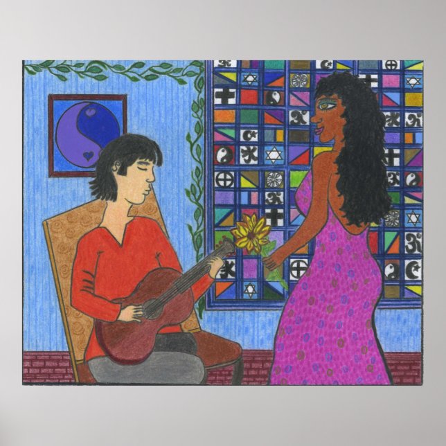 Póster Whistler de pareja interracial (Frente)