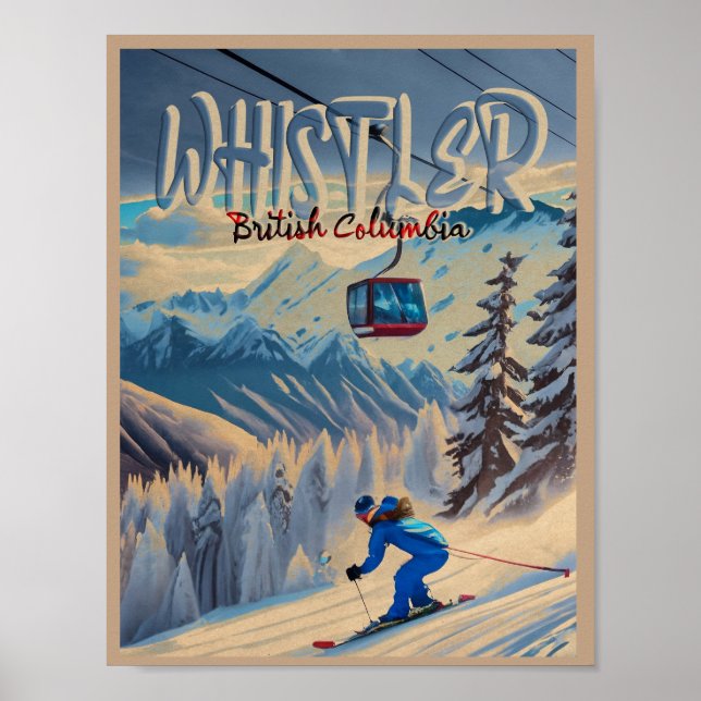 Póster Whistler Vancouver Columbia Británica Canadá 1950 (Frente)