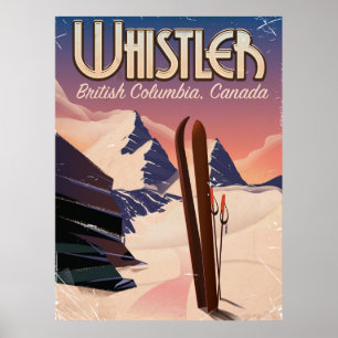 Póster Whistler, Vancouver, poster de esquí de Columbia B