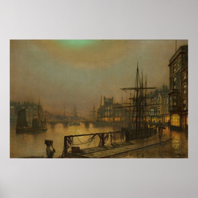 Póster Whitby por la noche John Atkinson Grimshaw (Frente)