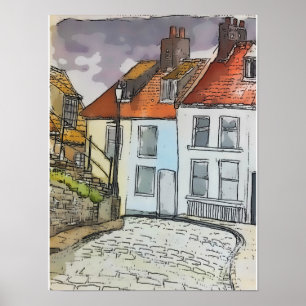 Póster Whitby Steps Scarborough Pintura original
