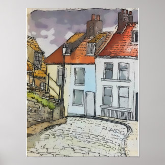 Póster Whitby Steps Scarborough Pintura original