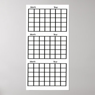 Póster White  3 Month Calendar Poster