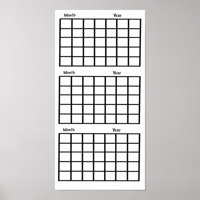 Póster White  3 Month Calendar Poster (Frente)