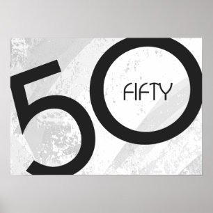 Póster White 50 Decade Cumpleaños