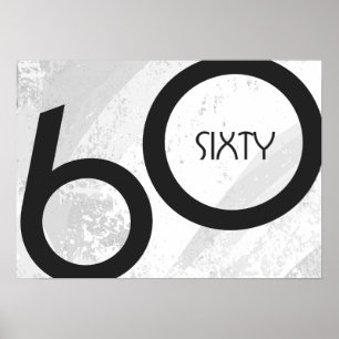Póster White 60 Decade Birthday