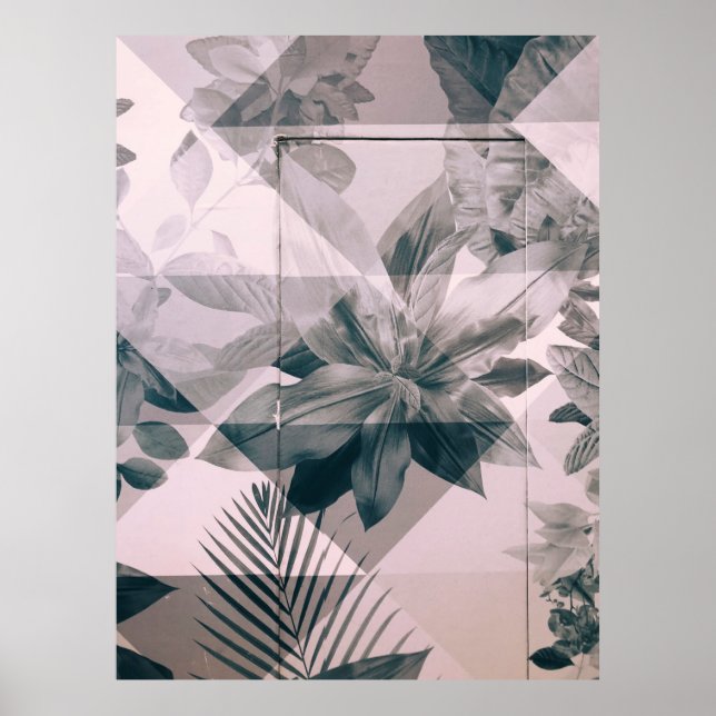 PÓSTER WHITE AND GREY FLORAL PAINTED WALL AND DOOR (Frente)