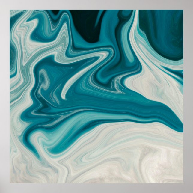Póster White and teal abstract painting (Frente)