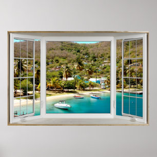 Póster White Bay Window Illusion Caribbean