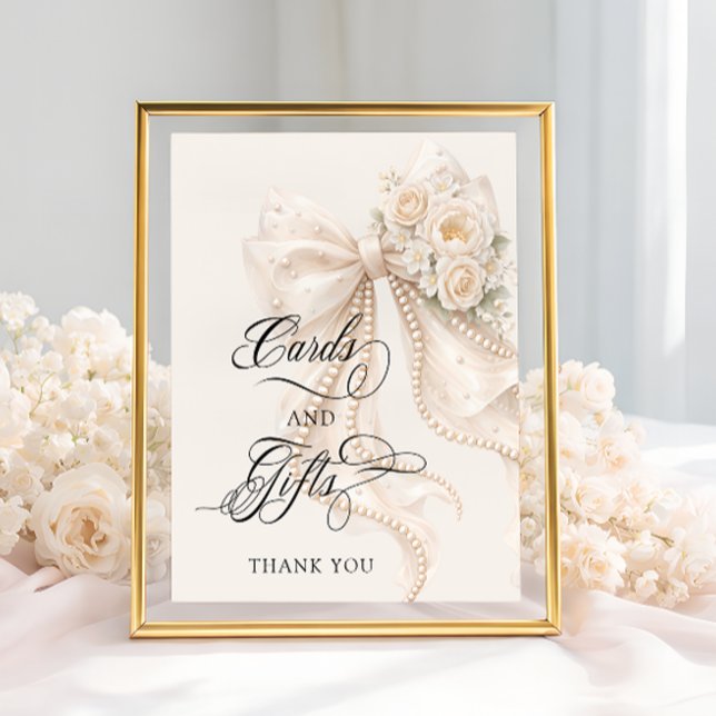 Póster White Bow Bridal Shower Cards and Gifts (Subido por el creador)
