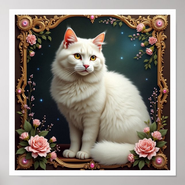 Póster White Cat 5D Diamond Painting Kit (Frente)