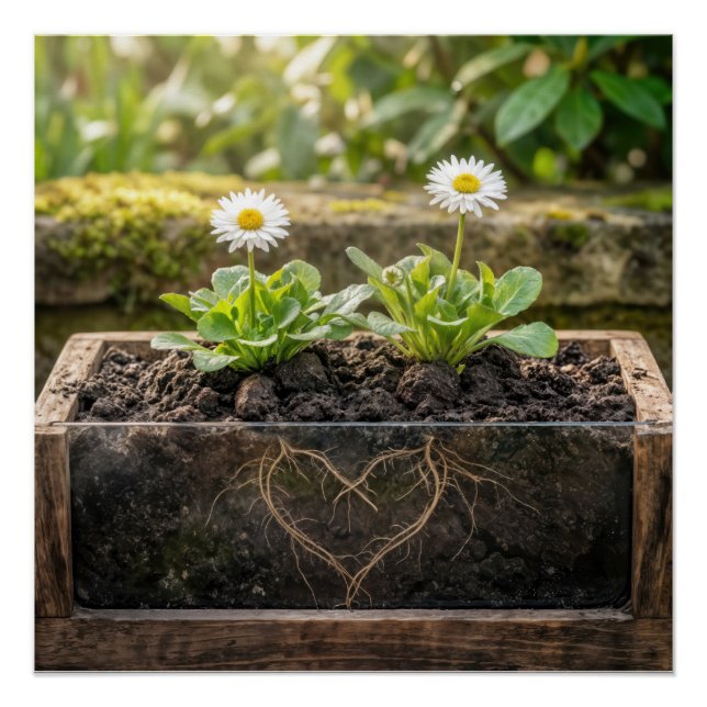 Póster White Daisy Plants In a Flower Box (Anverso)