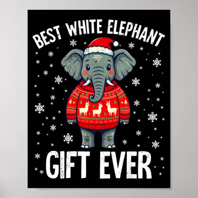 Póster White Elephant Ever Christmas Xmas Under 15 20  (Frente)