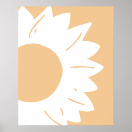 Póster White Flower on Light Orange Abstract Wall Art