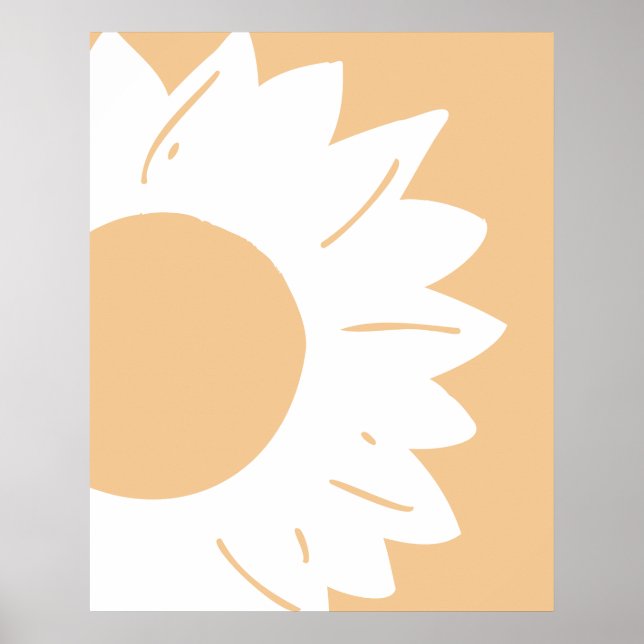 Póster White Flower on Light Orange Abstract Wall Art (Frente)