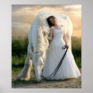 Póster White Horse with Bride
