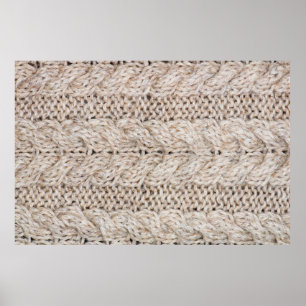 Póster White knitting wool texture background.