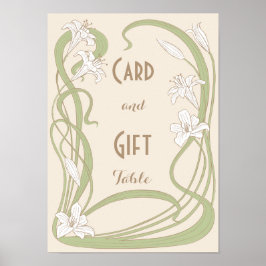 Póster White Lilies Wedding Gift Table