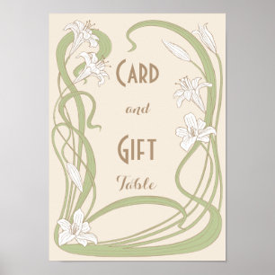 Póster White Lilies Wedding Gift Table