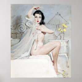 Póster White Negligee Pin Up
