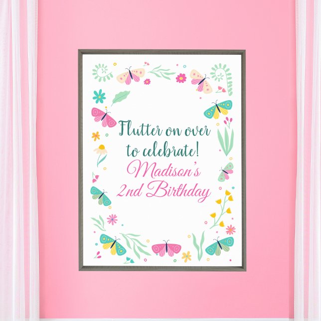 Póster White Pastel Butterfly Girl’s Garden Welcome (Subido por el creador)