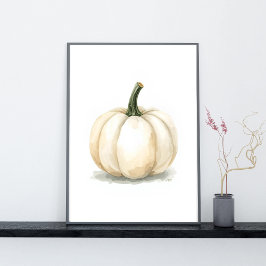 Póster White Pumpkin Poster | Elegant Fall Aesthetic