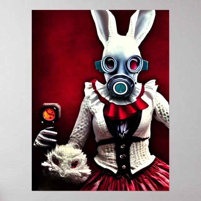 Póster White Rabbit in a Gas Mask (Frente)