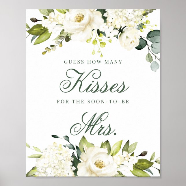 Póster White Roses Cuántos Besos Rótulo (Frente)