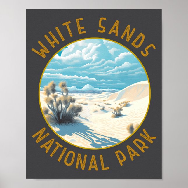 Póster White Sands National Park Distressed Circle  (Frente)