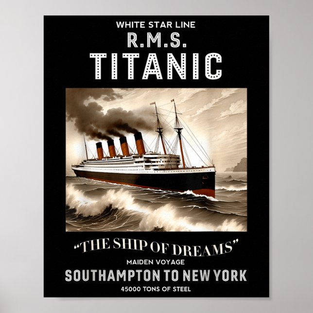 Póster White Star Line Rms Titanic Ship Boys Kids Men  (Frente)